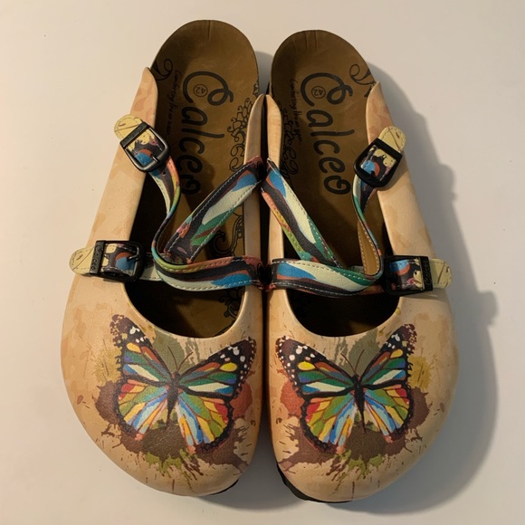 Calceo Shoes - NWOT Calceo Butterflied Patterned Clogs Size 11